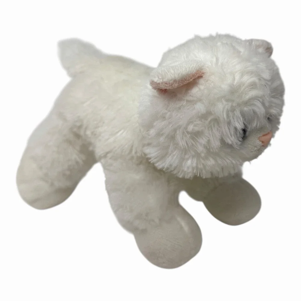 Aurora Flopsies White Kitty Cat‎ Plush with Blue Eyes 7